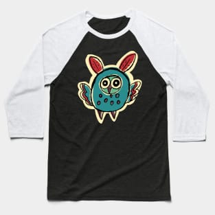 Short and Blue Simple Owl Illustration Baseball T-Shirt